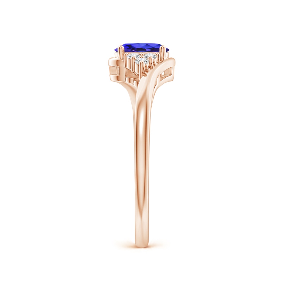 6x4mm AAAA Oval Tanzanite Bypass Ring with Trio Diamond Accents in Rose Gold side-2