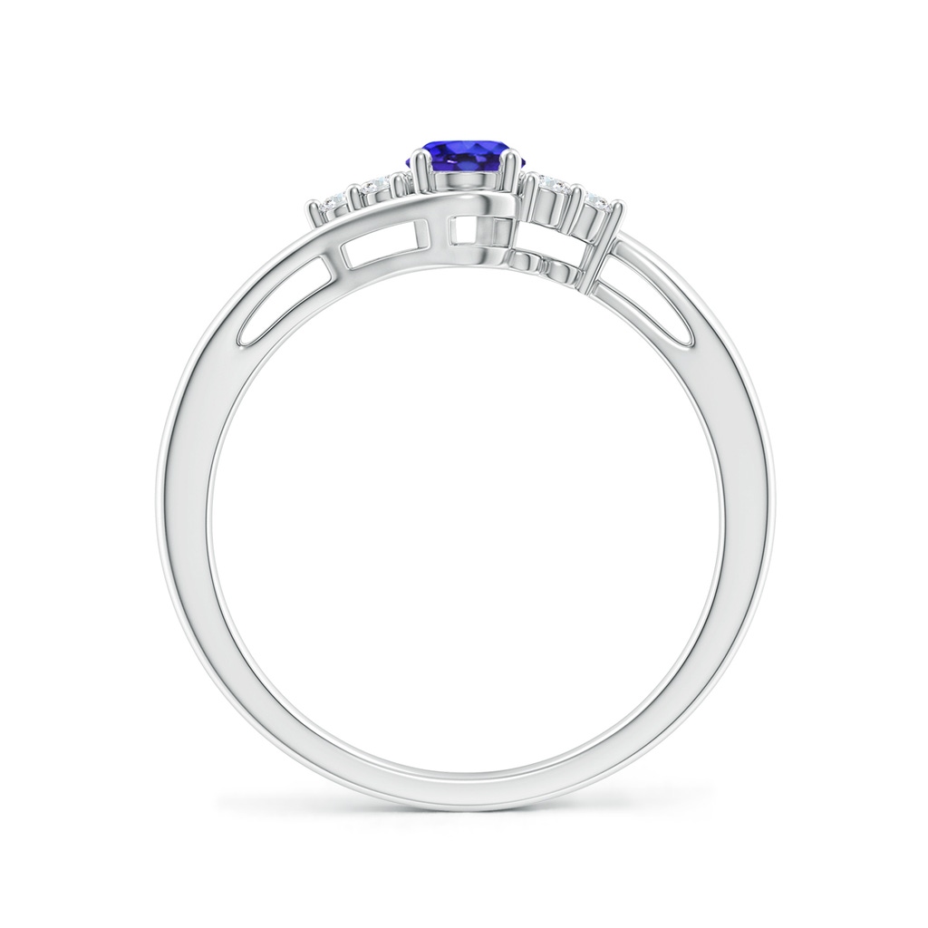 6x4mm AAAA Oval Tanzanite Bypass Ring with Trio Diamond Accents in White Gold Side-1