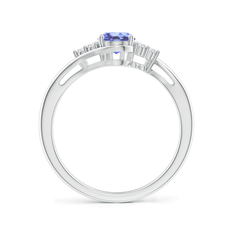 7x5mm A Oval Tanzanite Bypass Ring with Trio Diamond Accents in P950 Platinum side-1