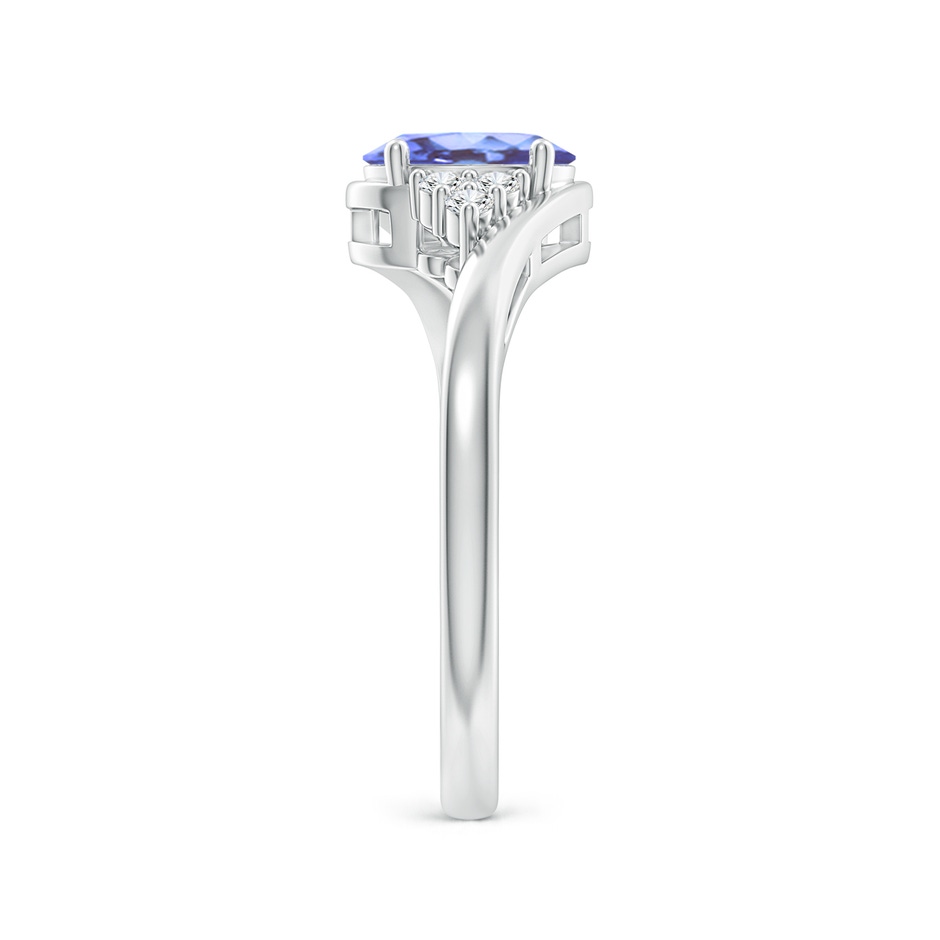 7x5mm A Oval Tanzanite Bypass Ring with Trio Diamond Accents in P950 Platinum side-2