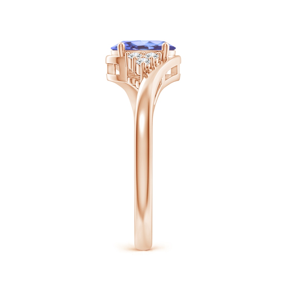 7x5mm A Oval Tanzanite Bypass Ring with Trio Diamond Accents in Rose Gold side-2