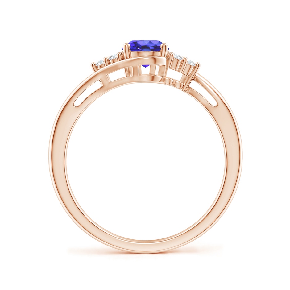 7x5mm AA Oval Tanzanite Bypass Ring with Trio Diamond Accents in Rose Gold side-1
