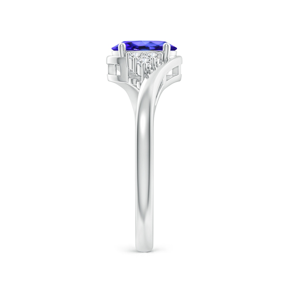 7x5mm AAA Oval Tanzanite Bypass Ring with Trio Diamond Accents in P950 Platinum side-2