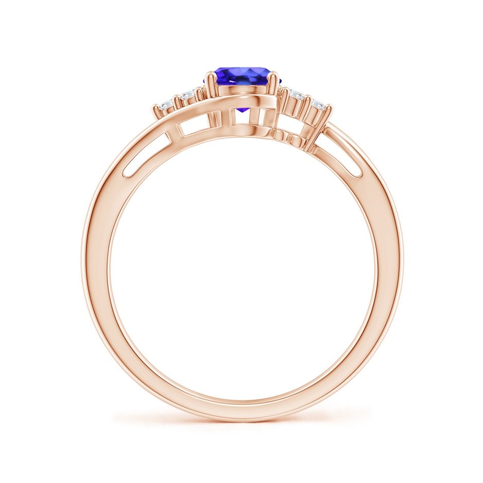 7x5mm AAA Oval Tanzanite Bypass Ring with Trio Diamond Accents in Rose Gold side-1