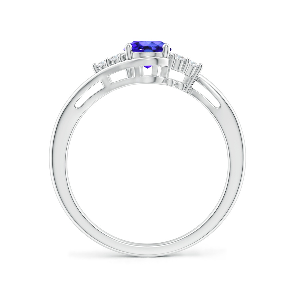 7x5mm AAA Oval Tanzanite Bypass Ring with Trio Diamond Accents in White Gold Side-1