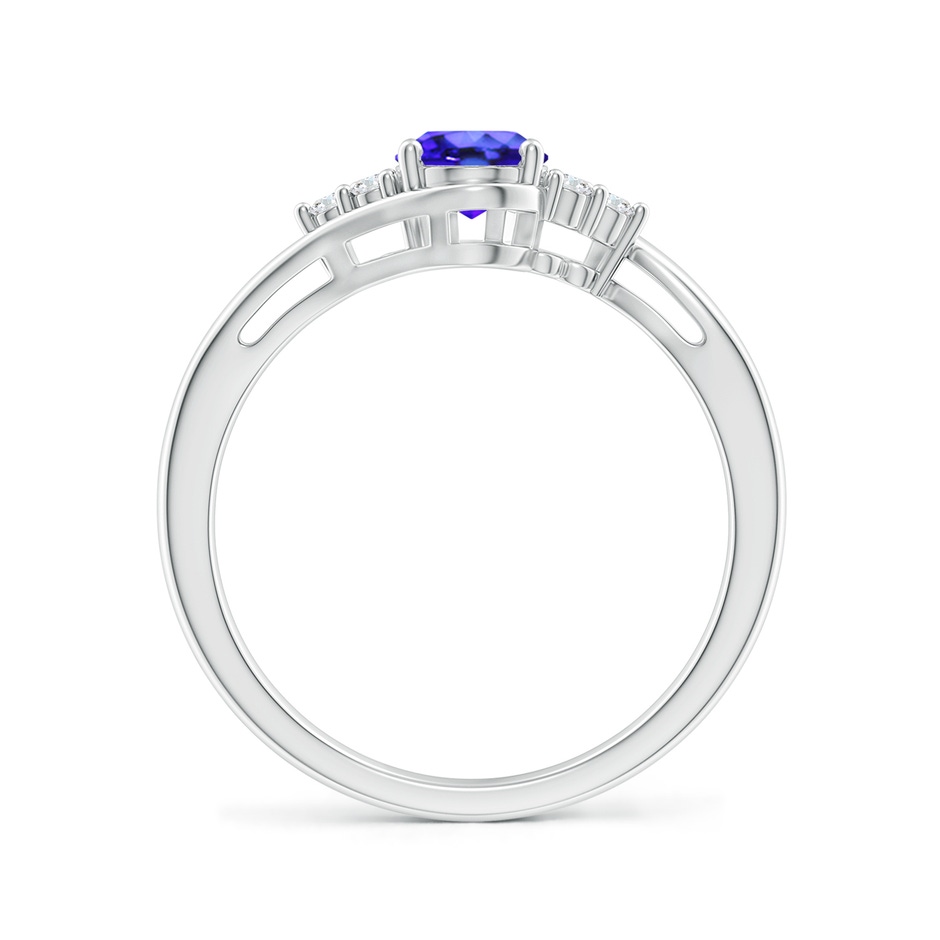 7x5mm AAA Oval Tanzanite Bypass Ring with Trio Diamond Accents in White Gold side-1