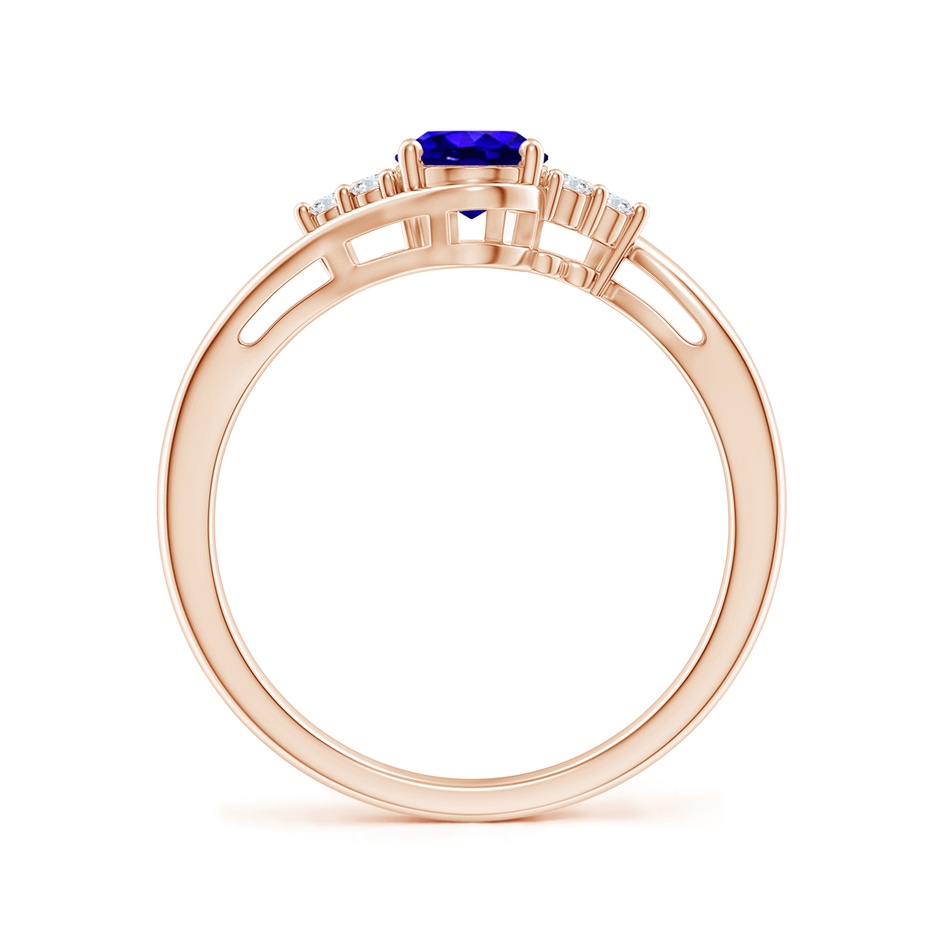 7x5mm AAAA Oval Tanzanite Bypass Ring with Trio Diamond Accents in Rose Gold side-1