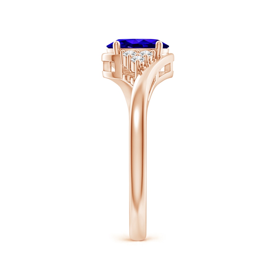 7x5mm AAAA Oval Tanzanite Bypass Ring with Trio Diamond Accents in Rose Gold side-2