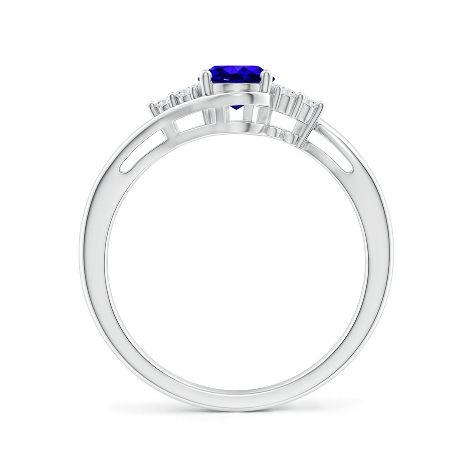 7x5mm AAAA Oval Tanzanite Bypass Ring with Trio Diamond Accents in White Gold side-1