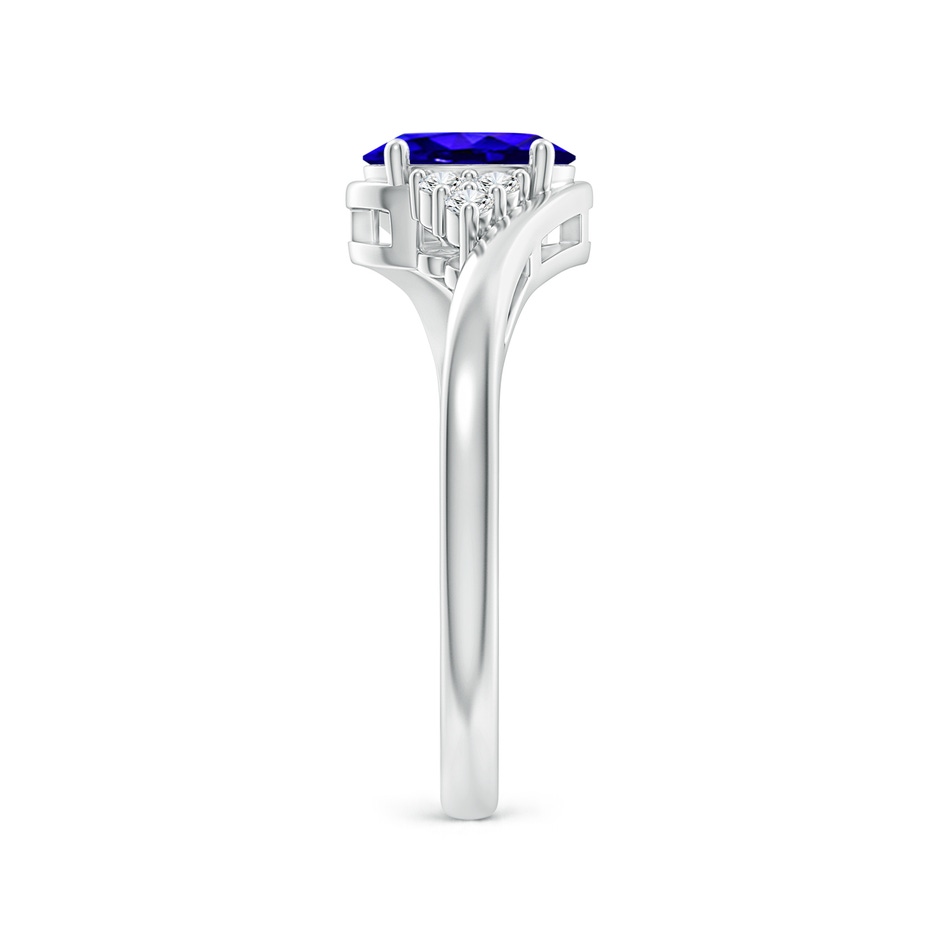 7x5mm AAAA Oval Tanzanite Bypass Ring with Trio Diamond Accents in White Gold side-2