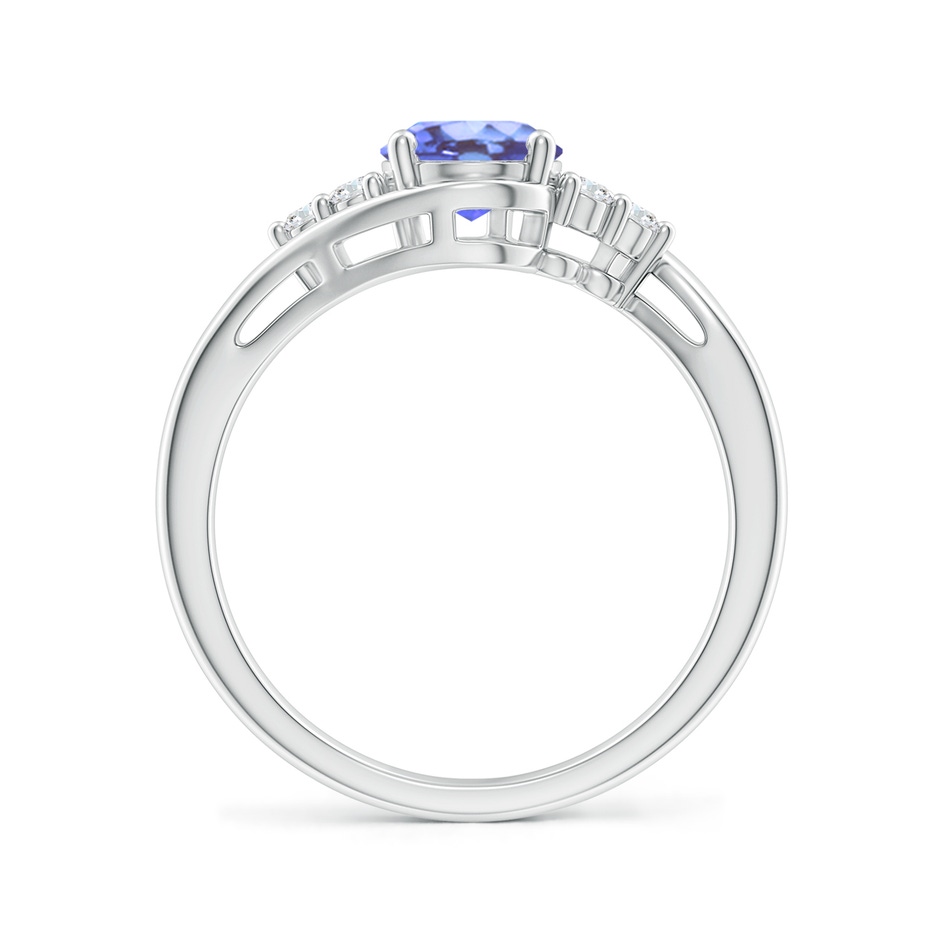 8x6mm A Oval Tanzanite Bypass Ring with Trio Diamond Accents in P950 Platinum side-1