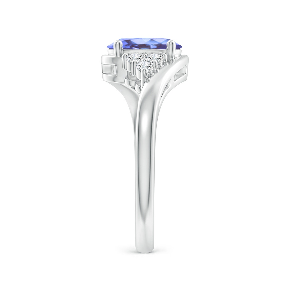 8x6mm A Oval Tanzanite Bypass Ring with Trio Diamond Accents in P950 Platinum side-2