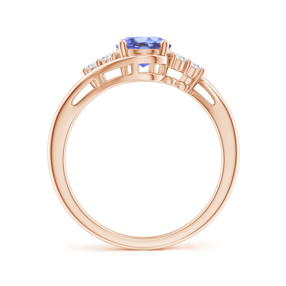 8x6mm A Oval Tanzanite Bypass Ring with Trio Diamond Accents in Rose Gold side-1