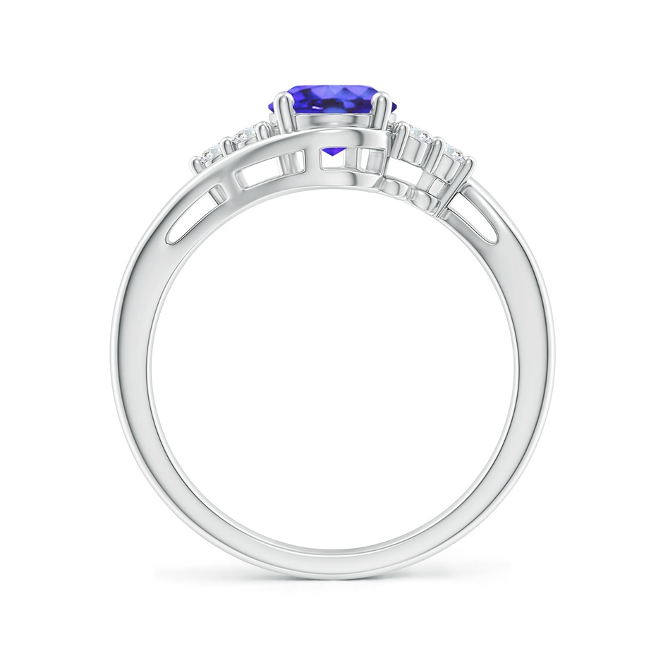 8x6mm AA Oval Tanzanite Bypass Ring with Trio Diamond Accents in White Gold side-1