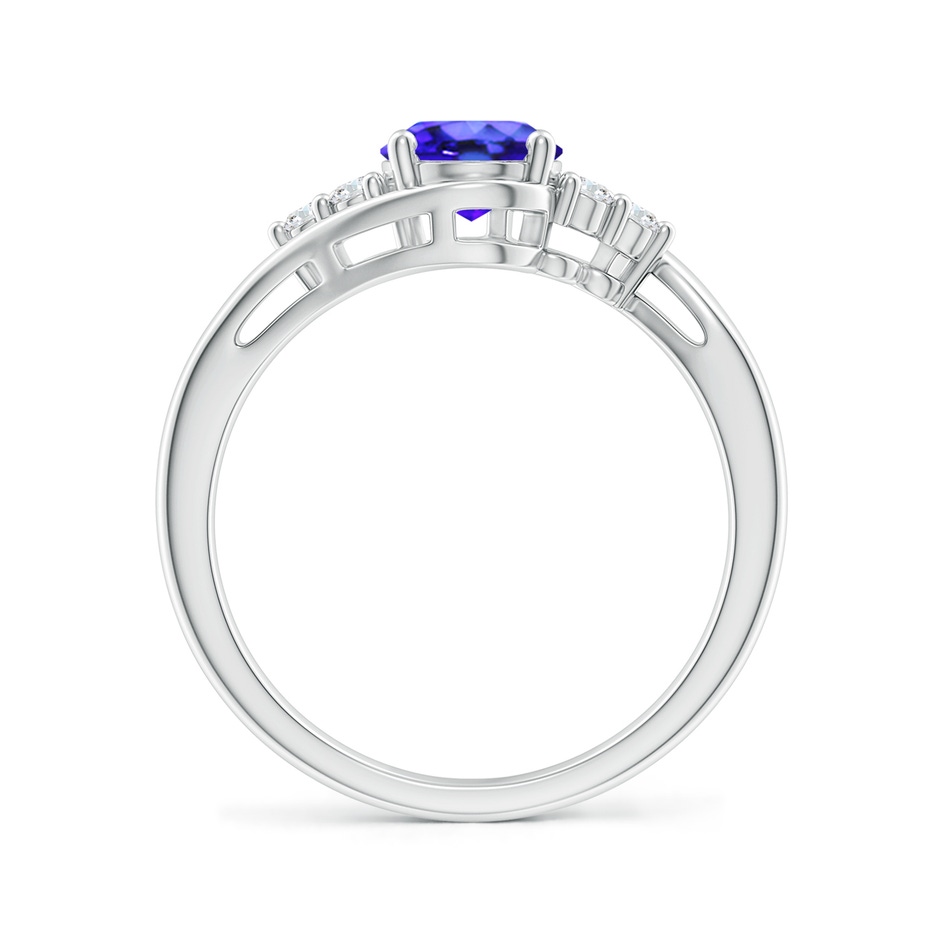 8x6mm AAA Oval Tanzanite Bypass Ring with Trio Diamond Accents in White Gold side-1