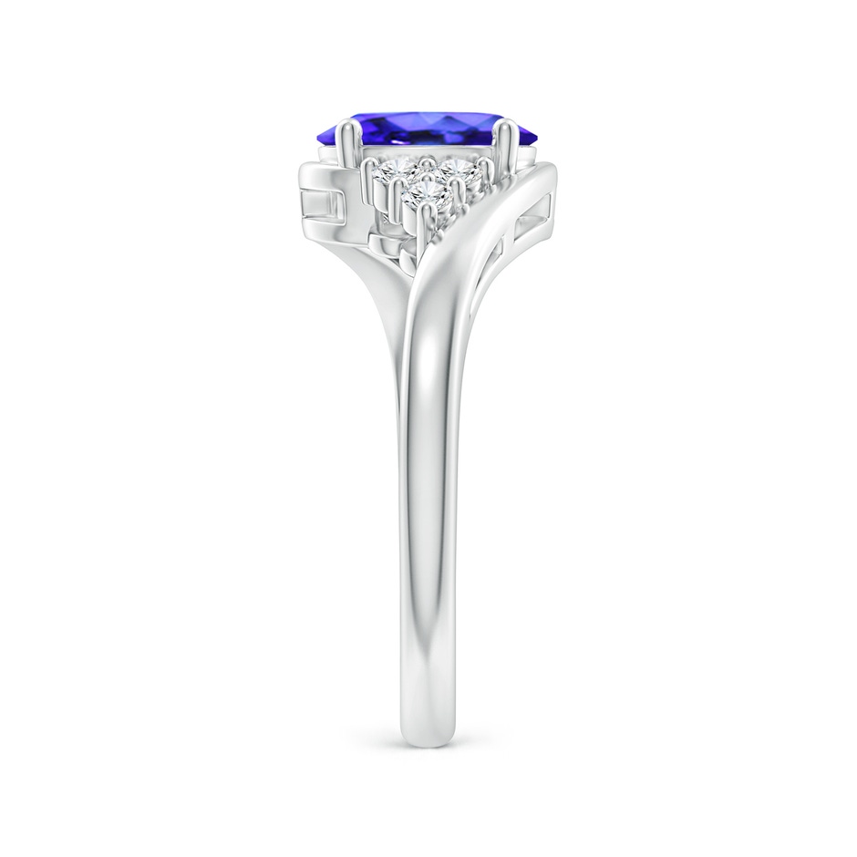 8x6mm AAA Oval Tanzanite Bypass Ring with Trio Diamond Accents in White Gold side-2