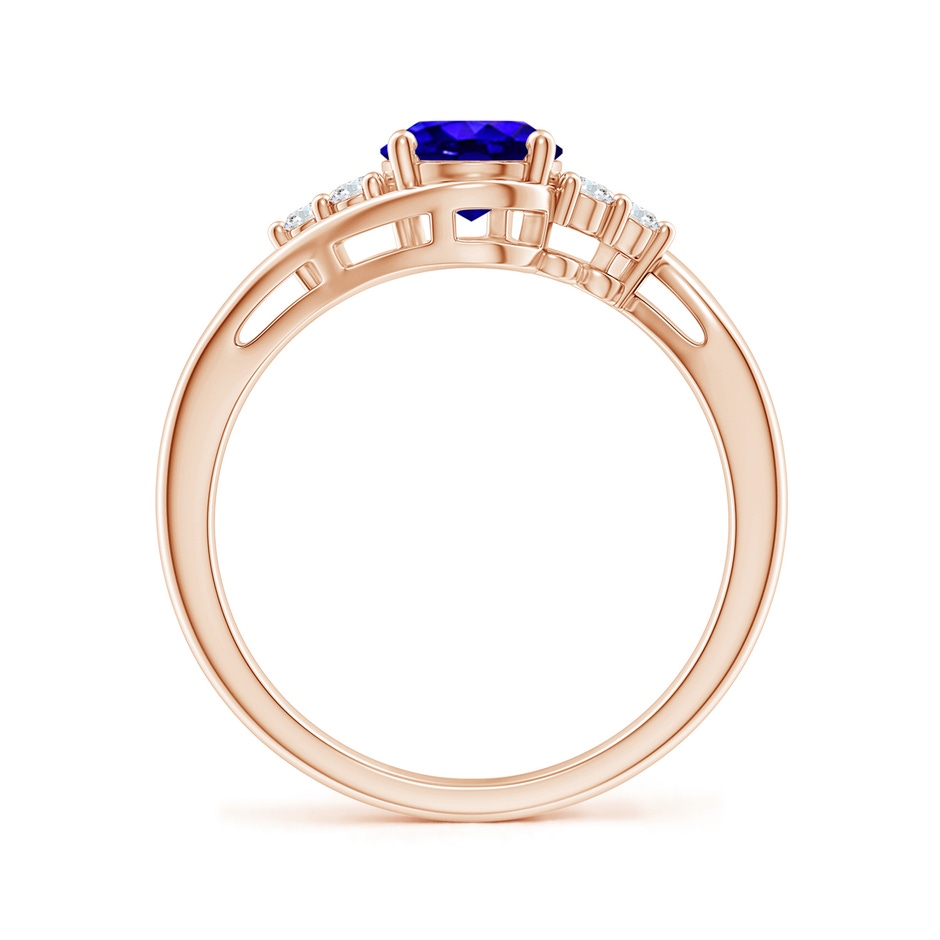 8x6mm AAAA Oval Tanzanite Bypass Ring with Trio Diamond Accents in Rose Gold side-1