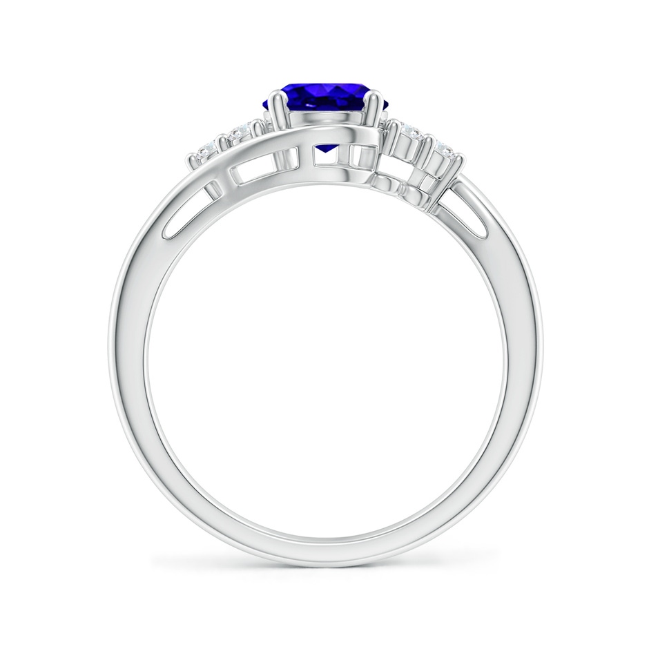 8x6mm AAAA Oval Tanzanite Bypass Ring with Trio Diamond Accents in White Gold side-1