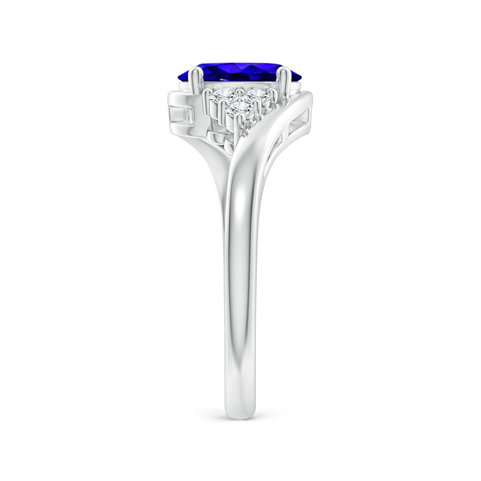 8x6mm AAAA Oval Tanzanite Bypass Ring with Trio Diamond Accents in White Gold side-2