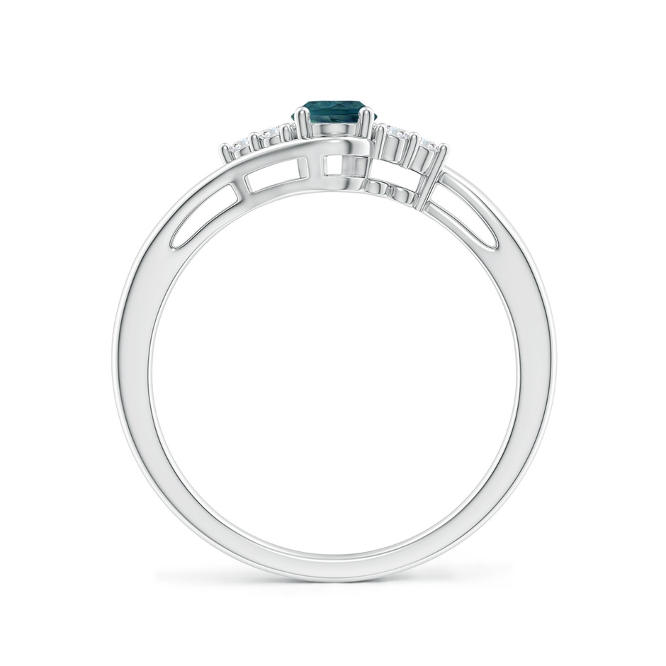 6x4mm AAA Oval Teal Montana Sapphire Bypass Ring with Trio Diamond Accents in P950 Platinum side 199
