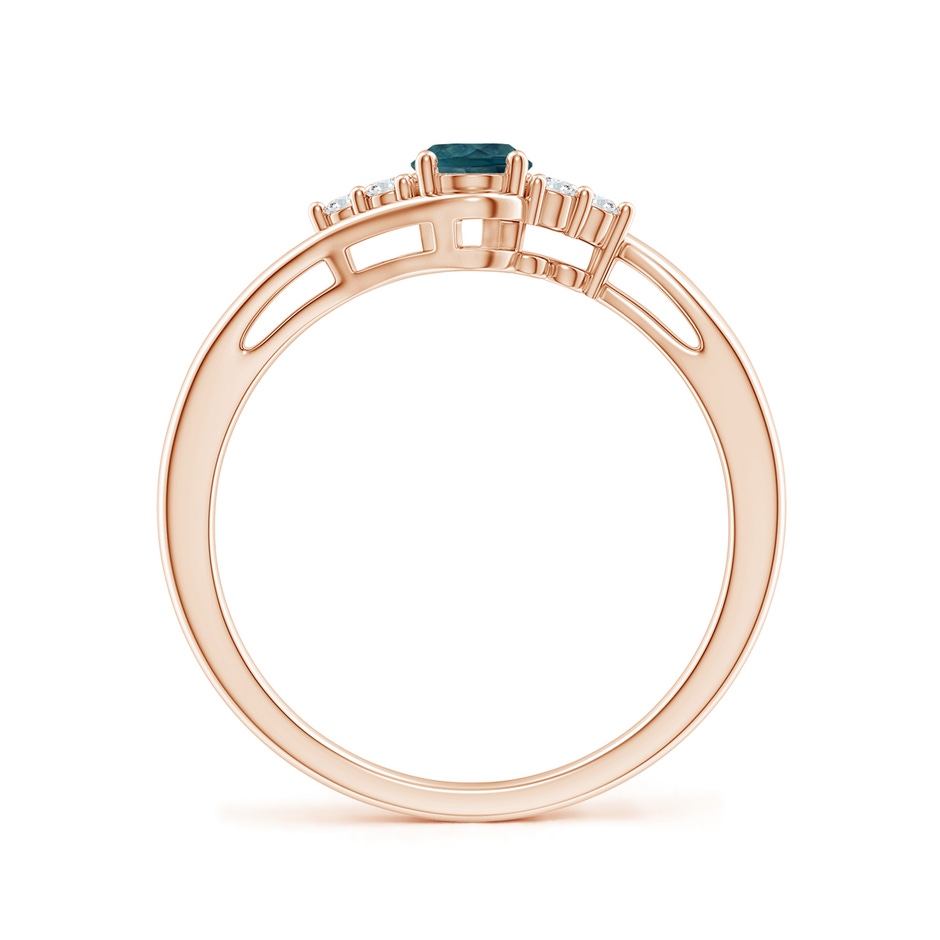6x4mm AAA Oval Teal Montana Sapphire Bypass Ring with Trio Diamond Accents in Rose Gold side 199