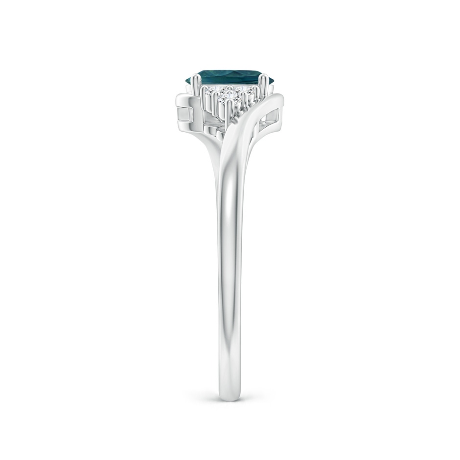 6x4mm AAA Oval Teal Montana Sapphire Bypass Ring with Trio Diamond Accents in White Gold side 299