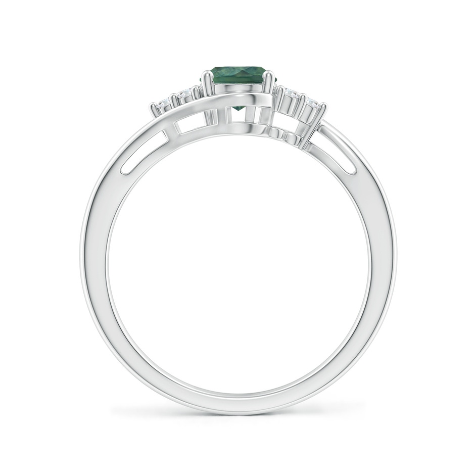 7x5mm AA Oval Teal Montana Sapphire Bypass Ring with Trio Diamond Accents in White Gold side 199