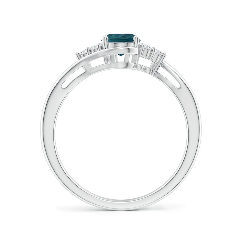 7x5mm AAA Oval Teal Montana Sapphire Bypass Ring with Trio Diamond Accents in P950 Platinum side 199