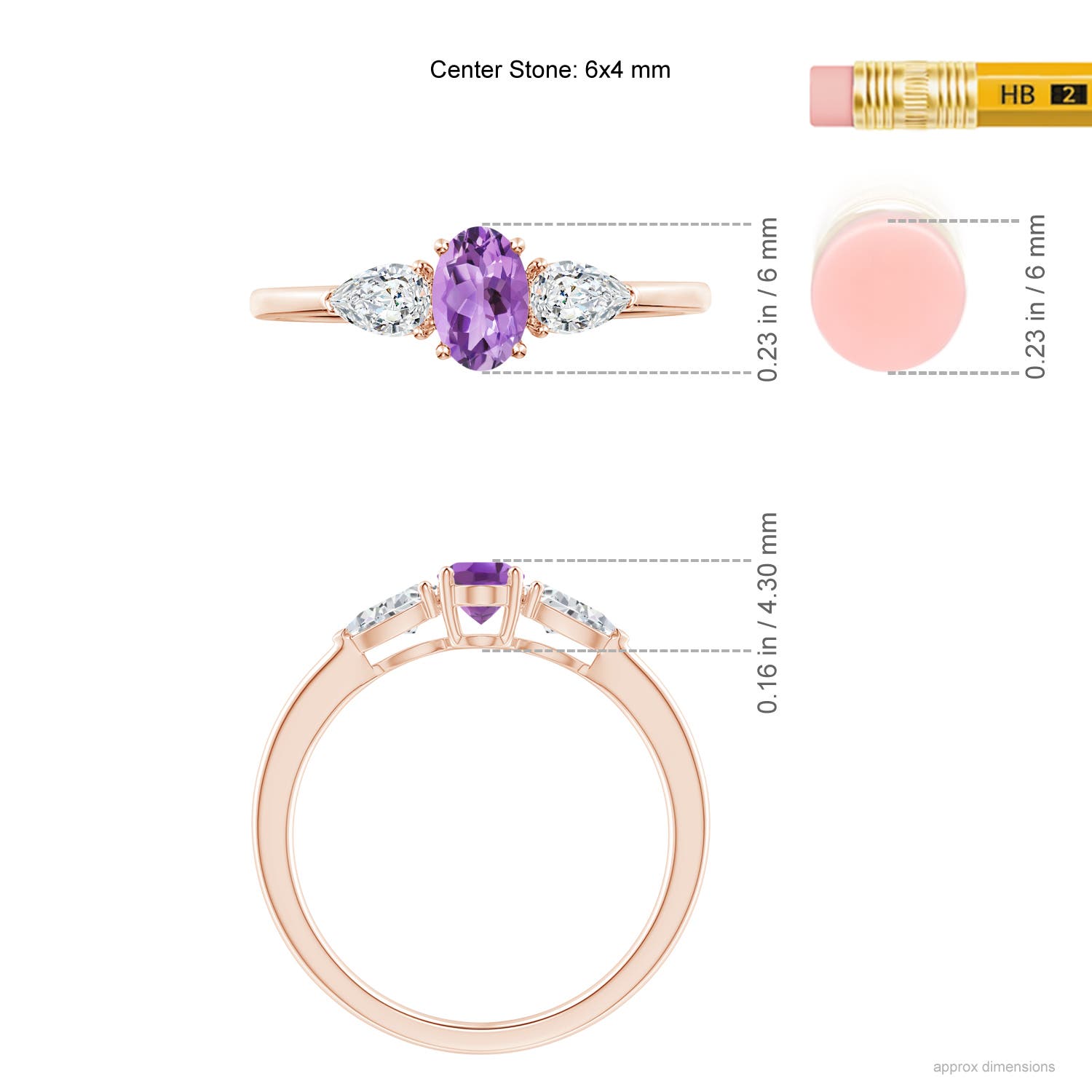 A - Amethyst / 0.8 CT / 14 KT Rose Gold