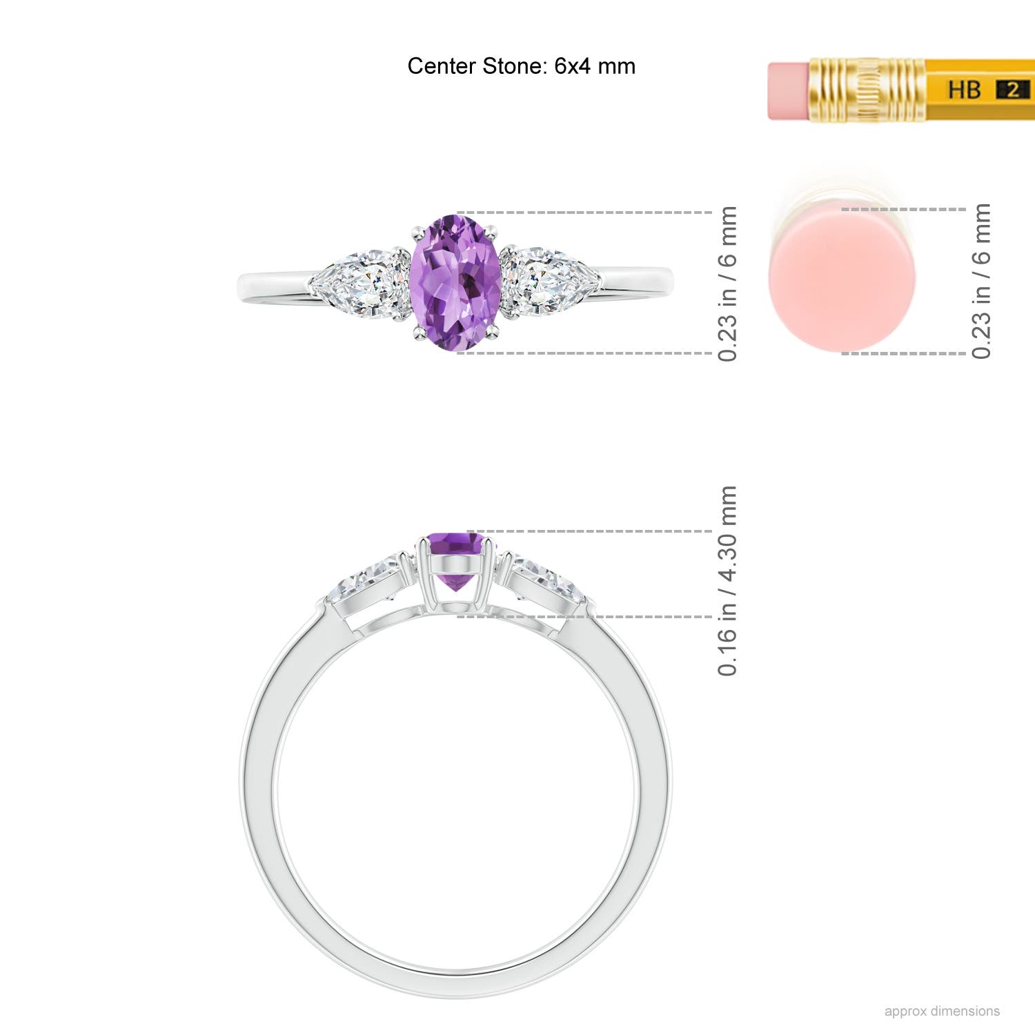 A - Amethyst / 0.8 CT / 14 KT White Gold