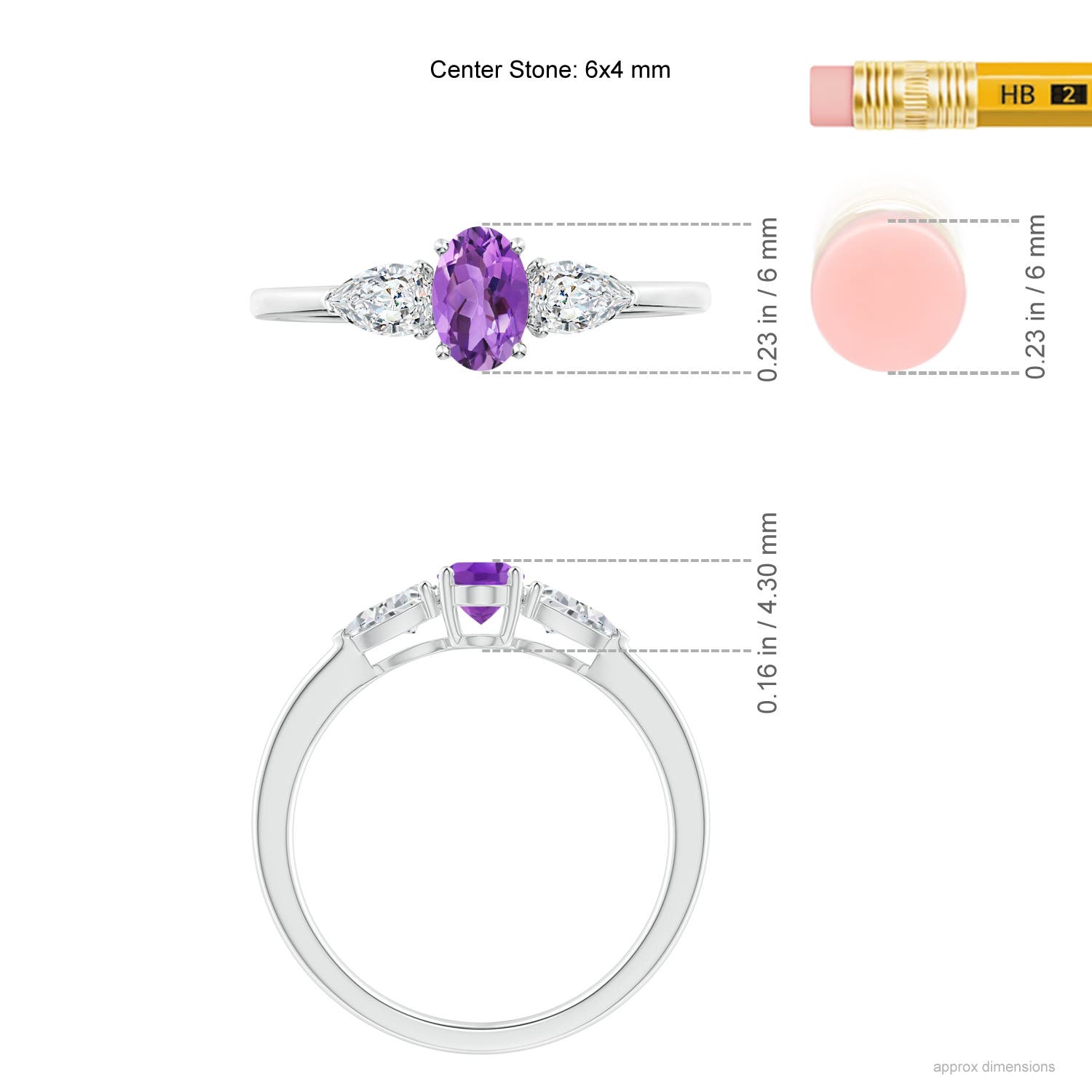 AA - Amethyst / 0.8 CT / 14 KT White Gold