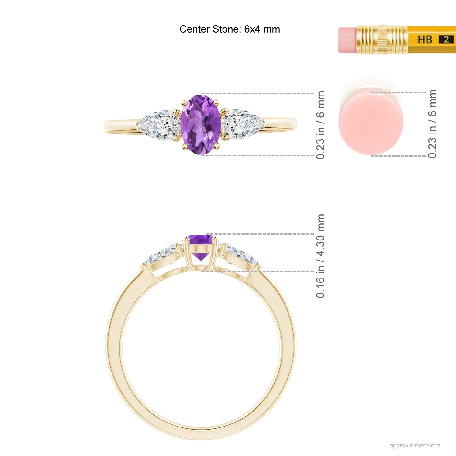 AA - Amethyst / 0.8 CT / 14 KT Yellow Gold