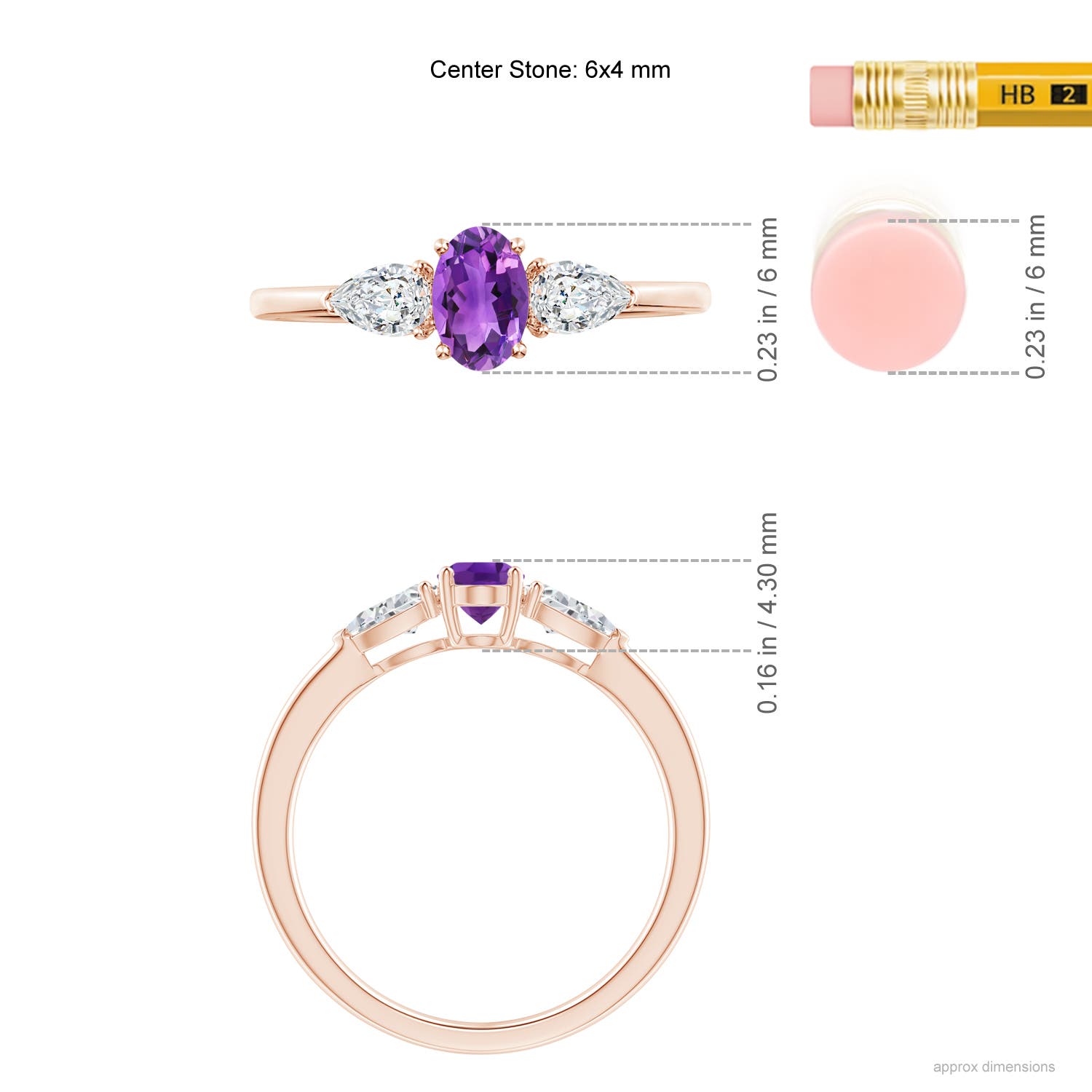 AAA - Amethyst / 0.8 CT / 14 KT Rose Gold