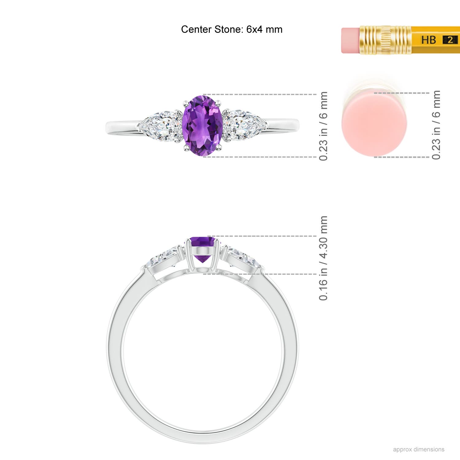 AAA - Amethyst / 0.8 CT / 14 KT White Gold