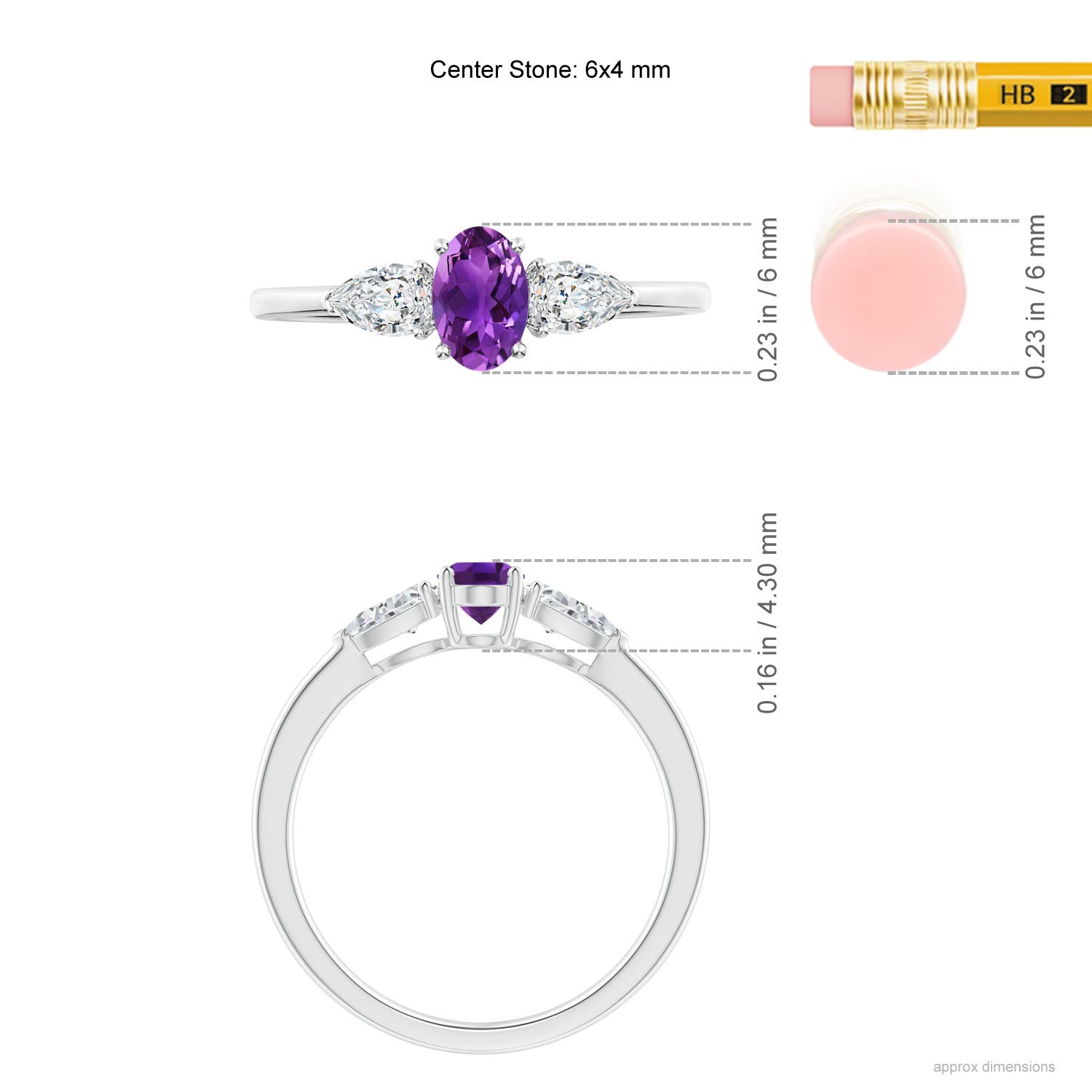 AAAA - Amethyst / 0.8 CT / 14 KT White Gold