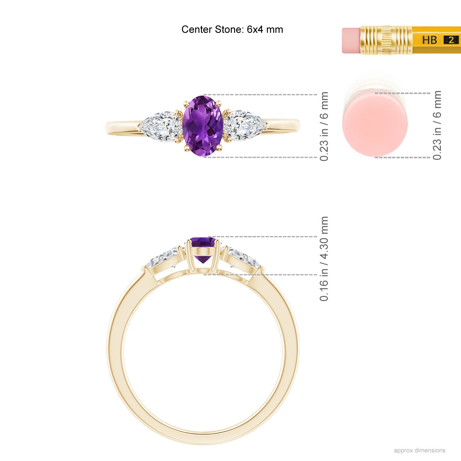 AAAA - Amethyst / 0.8 CT / 14 KT Yellow Gold