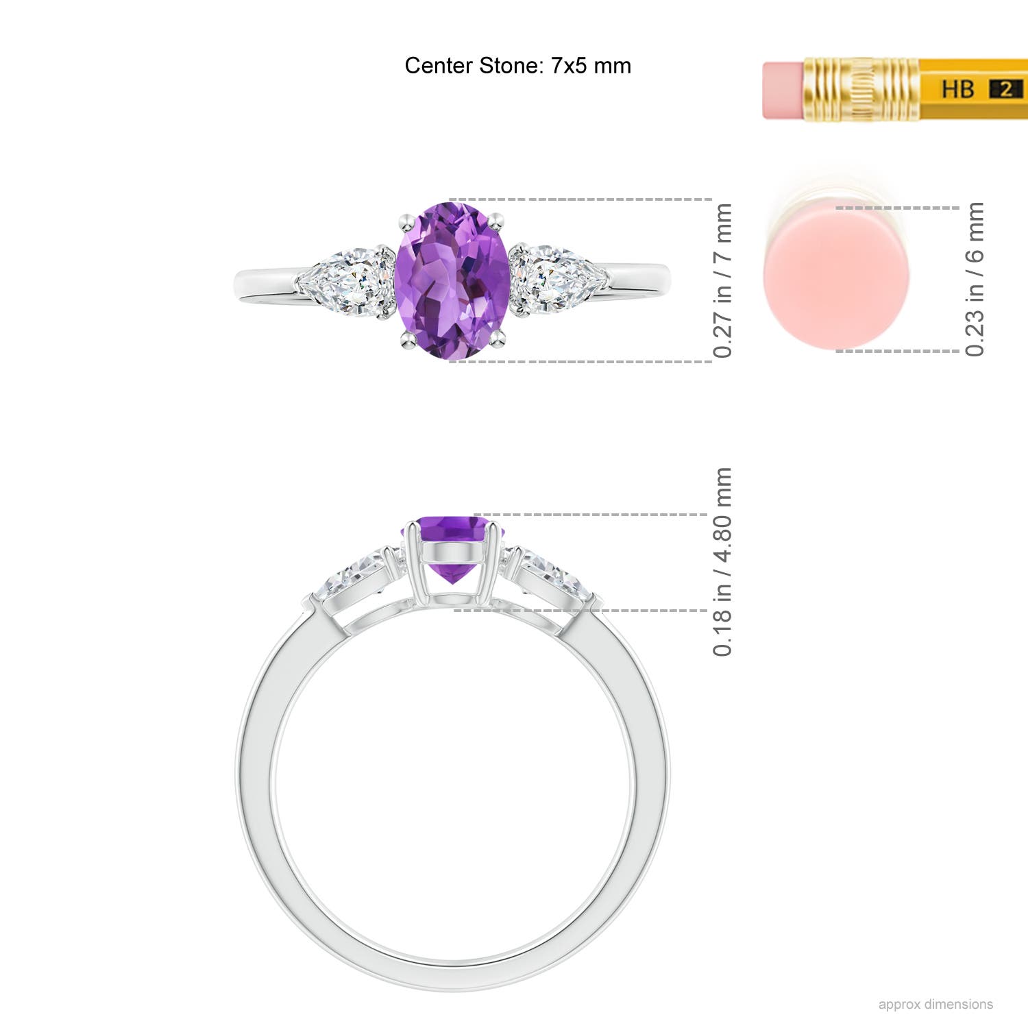 AA - Amethyst / 1.1 CT / 14 KT White Gold