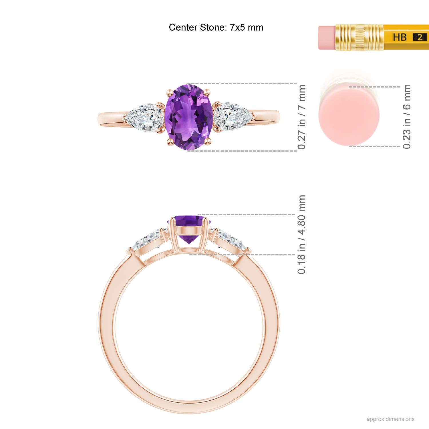 AAA - Amethyst / 1.1 CT / 14 KT Rose Gold