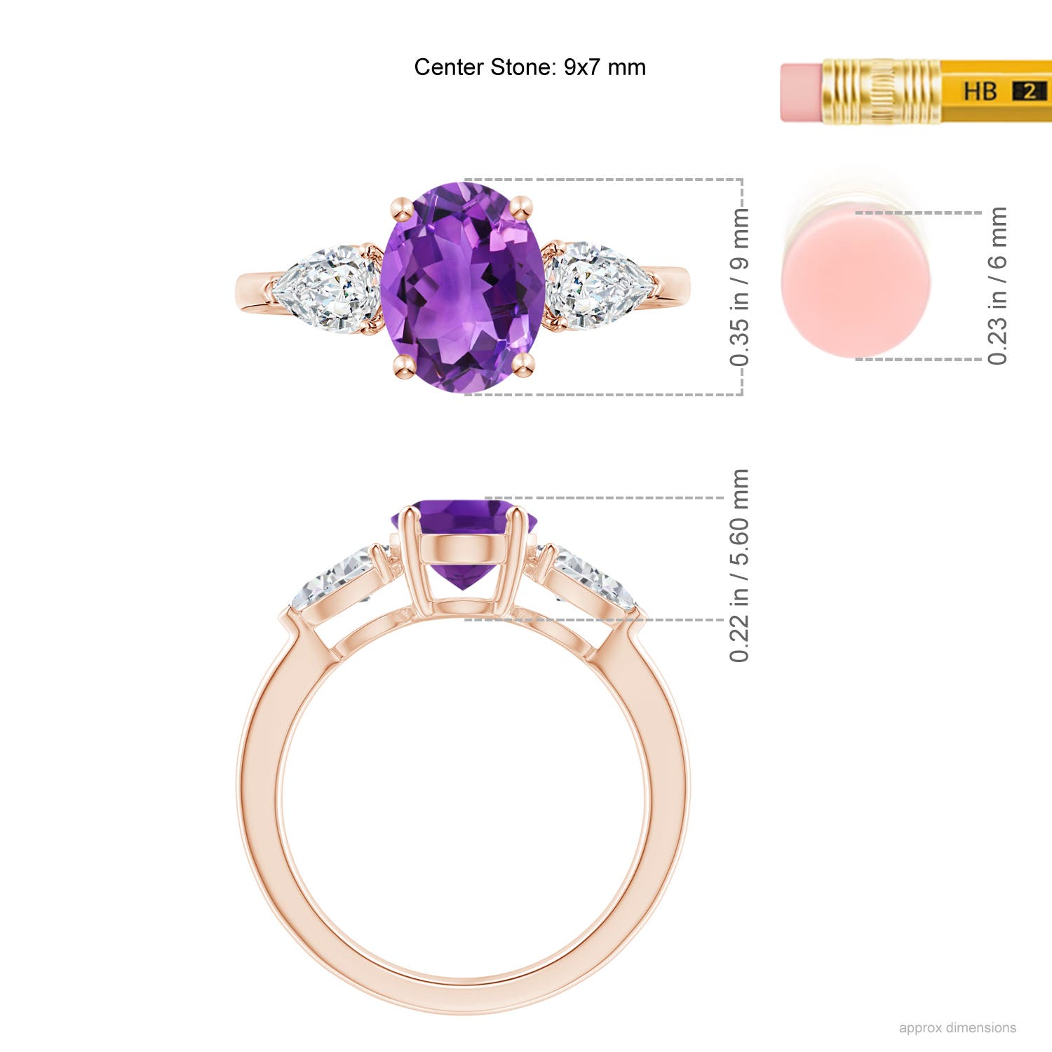 AAA - Amethyst / 2.4 CT / 14 KT Rose Gold