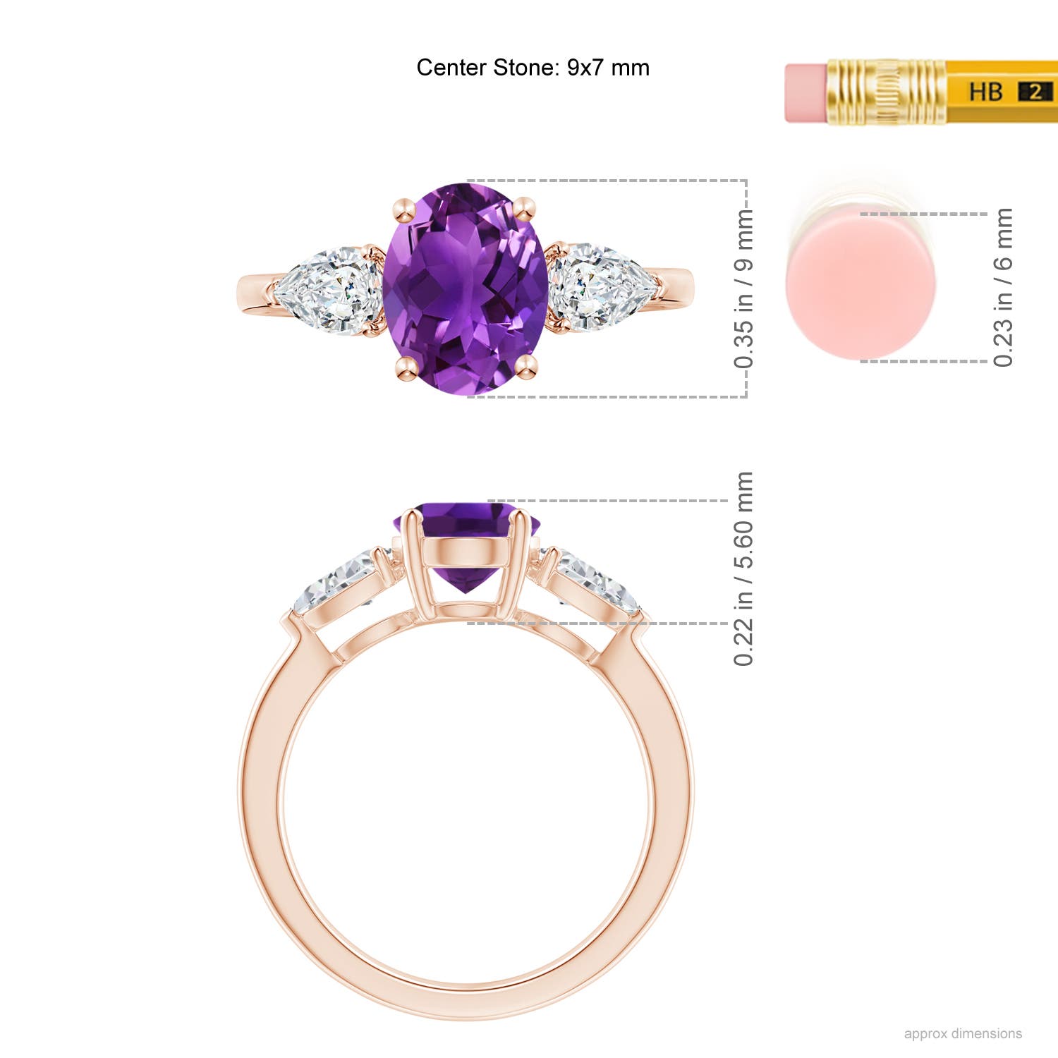 AAAA - Amethyst / 2.4 CT / 14 KT Rose Gold