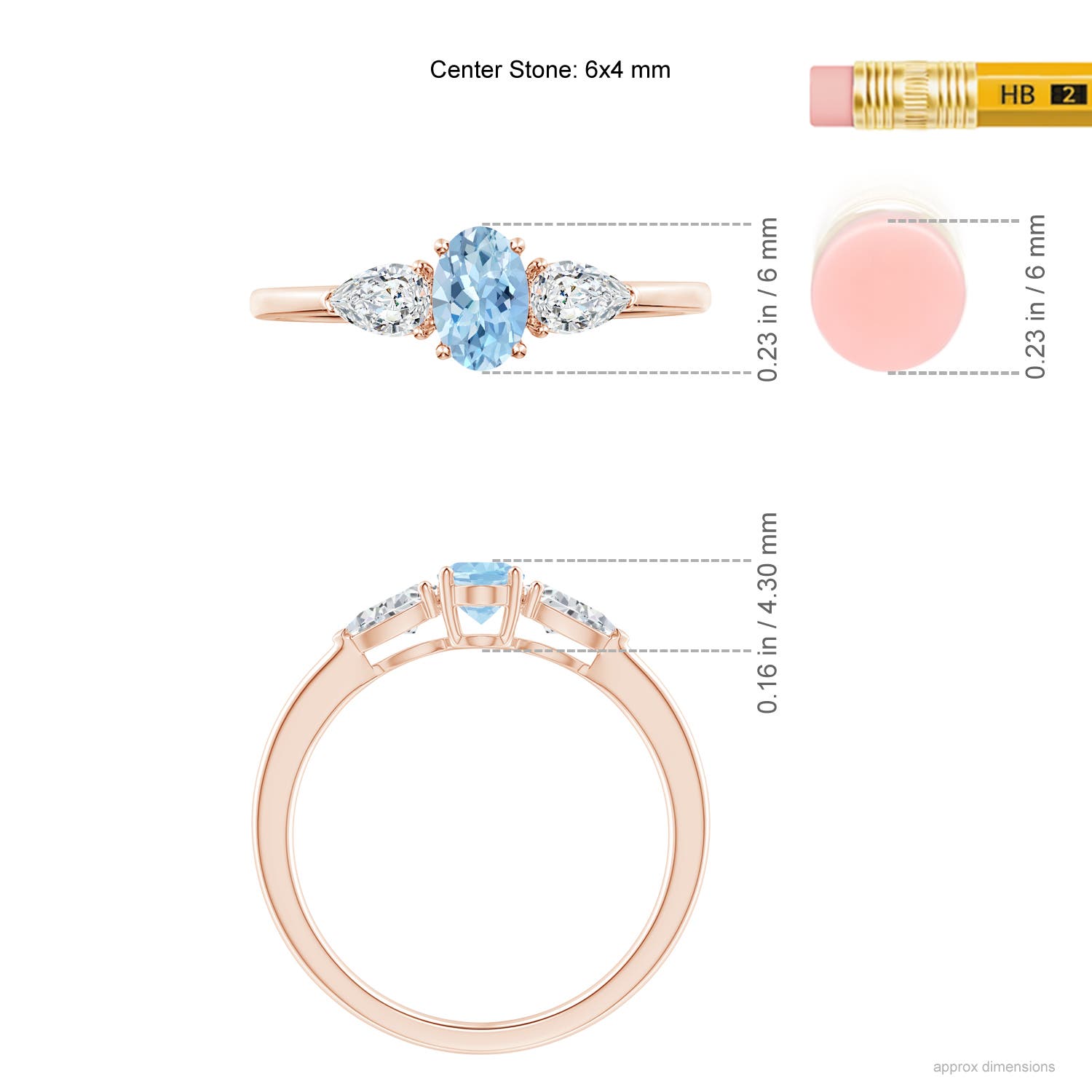 AAA - Aquamarine / 0.8 CT / 14 KT Rose Gold