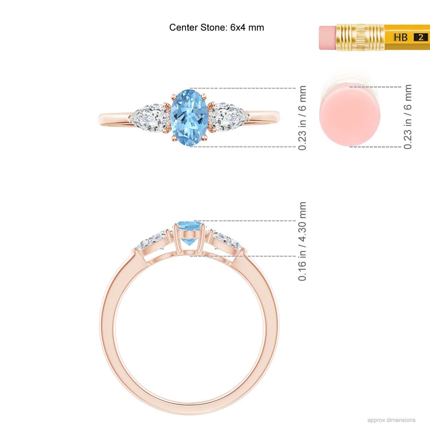 AAAA - Aquamarine / 0.8 CT / 14 KT Rose Gold