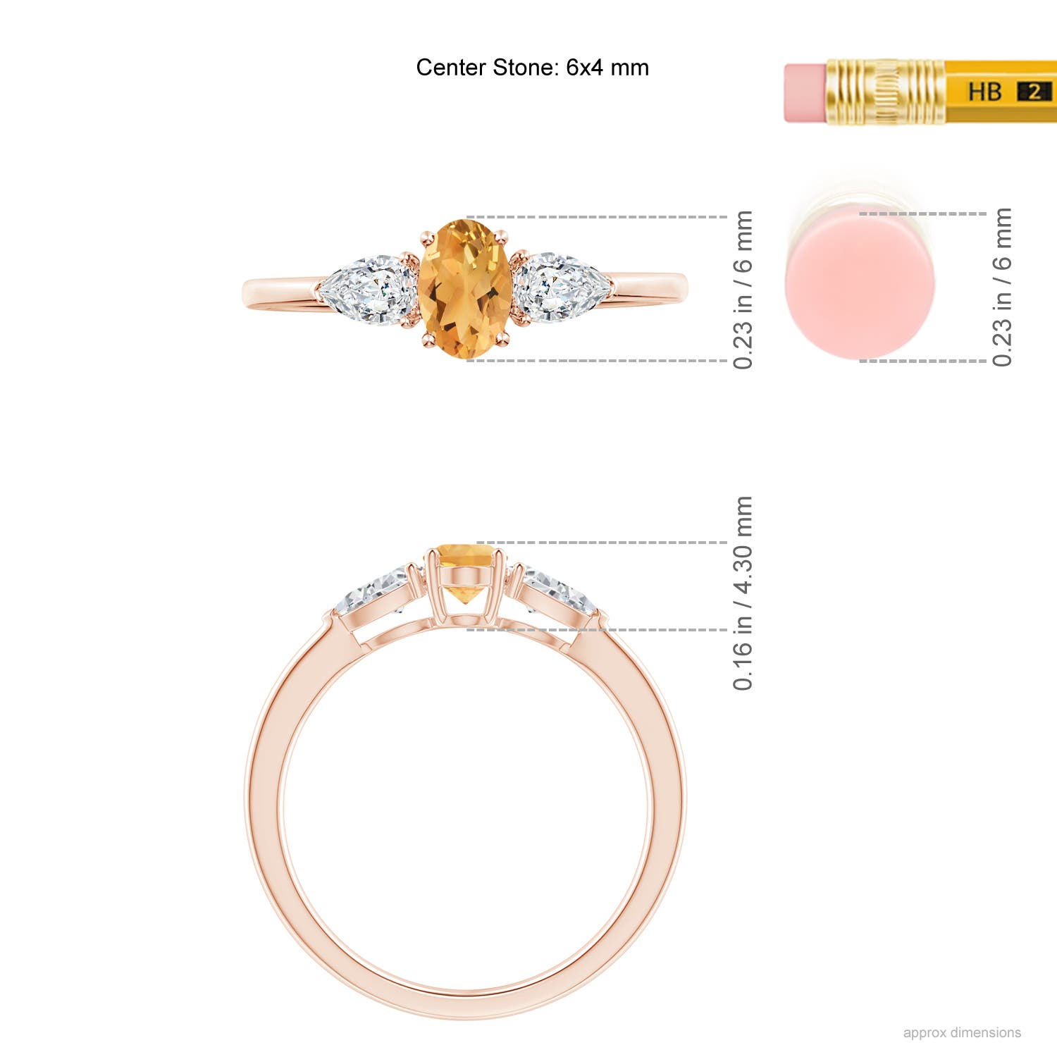 A - Citrine / 0.8 CT / 14 KT Rose Gold