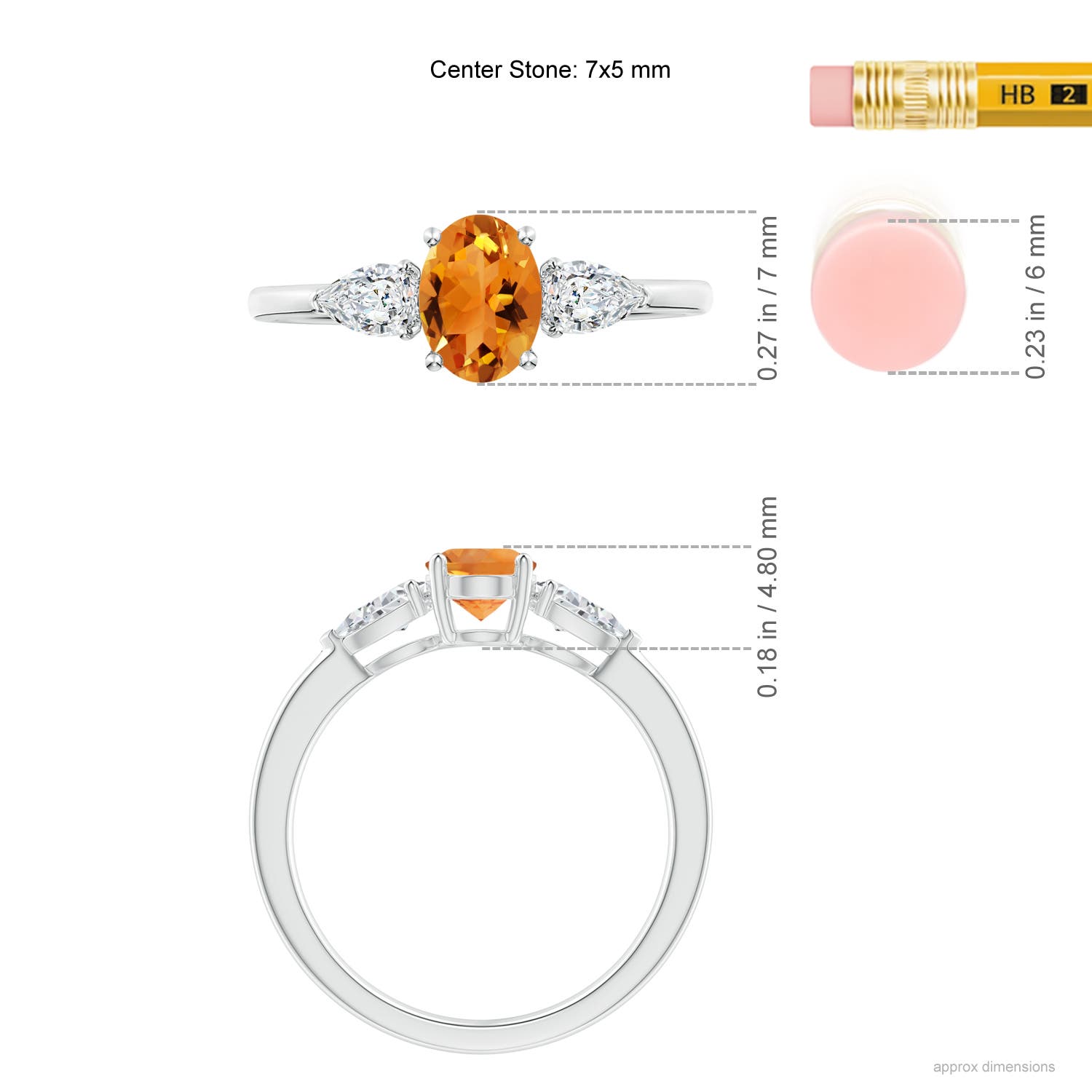 AAA - Citrine / 1.15 CT / 14 KT White Gold