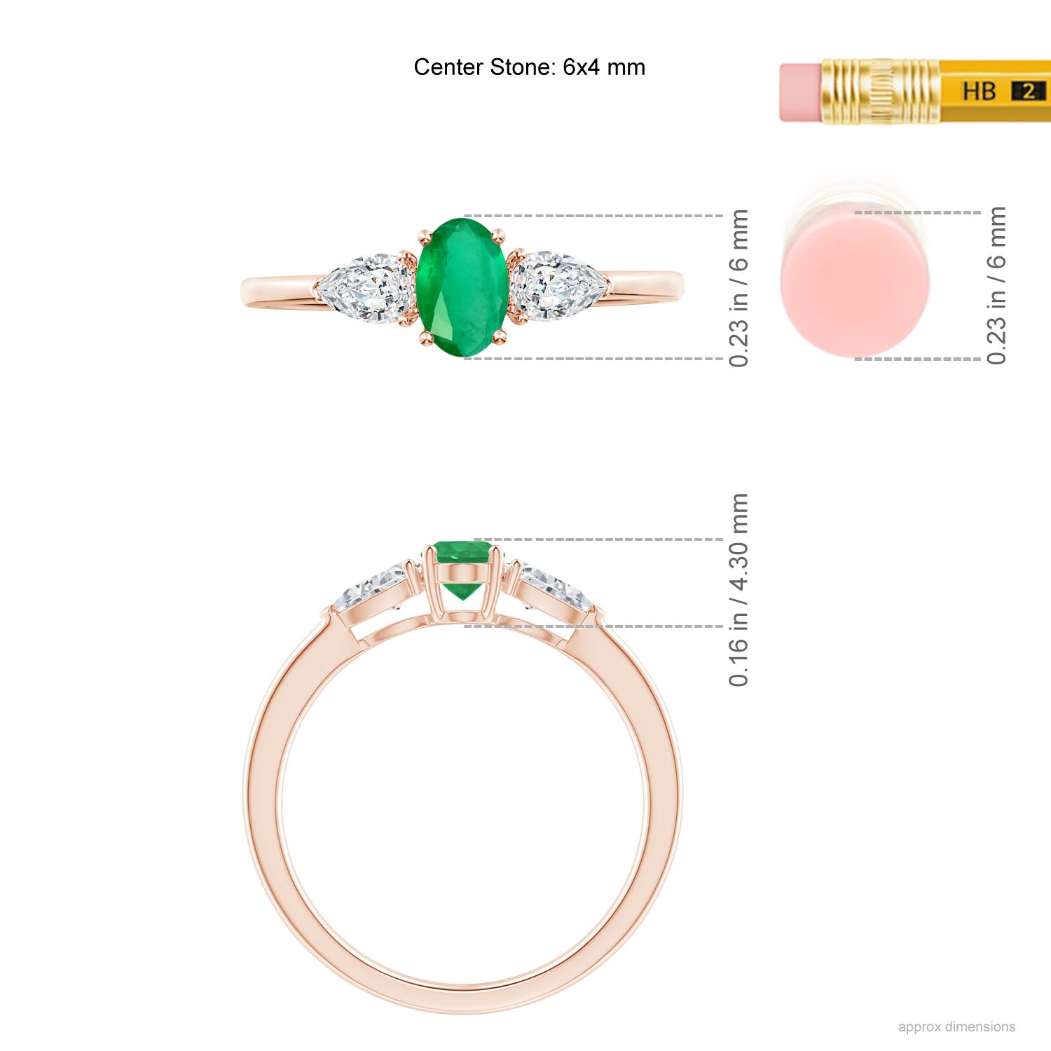 A - Emerald / 0.8 CT / 14 KT Rose Gold