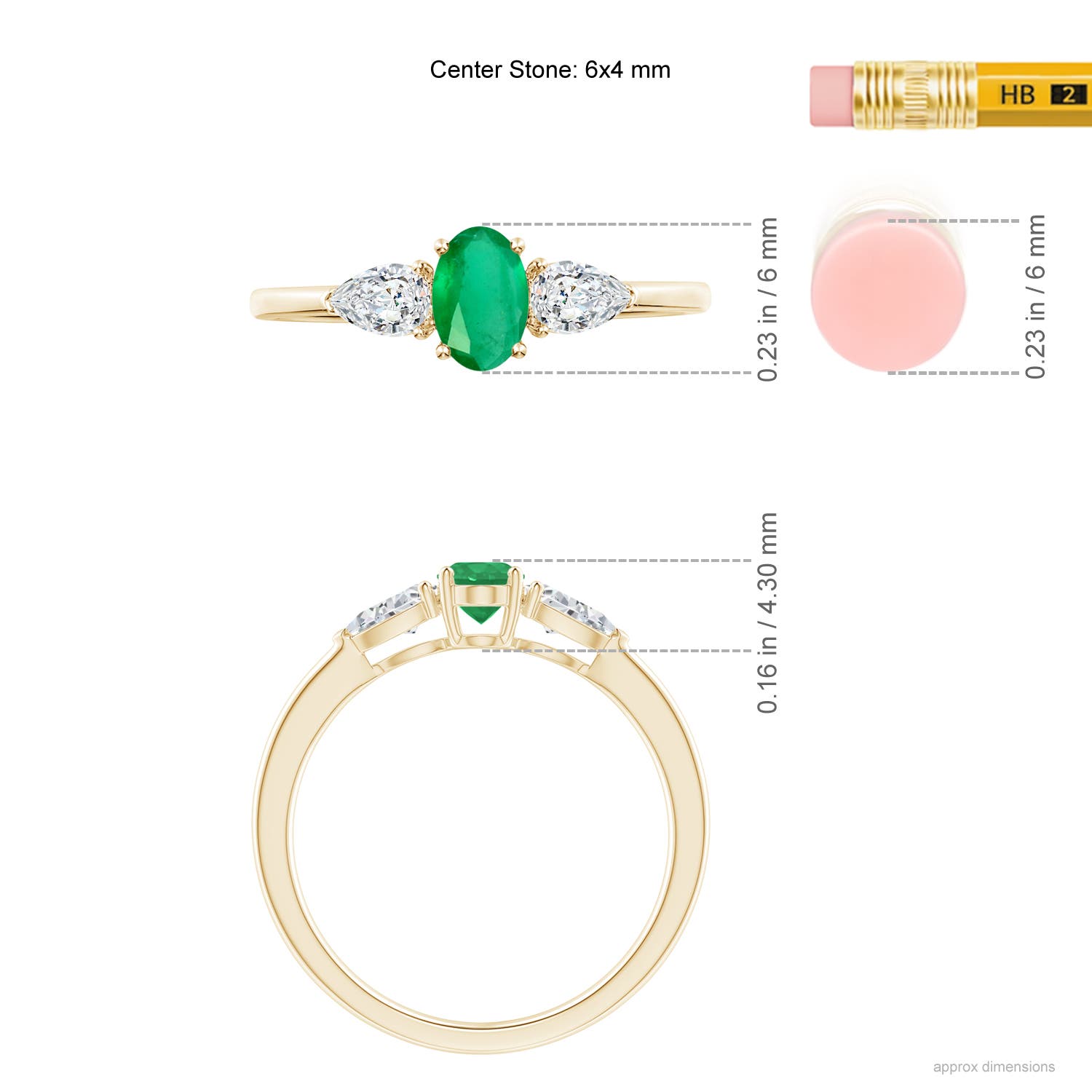 A - Emerald / 0.8 CT / 14 KT Yellow Gold