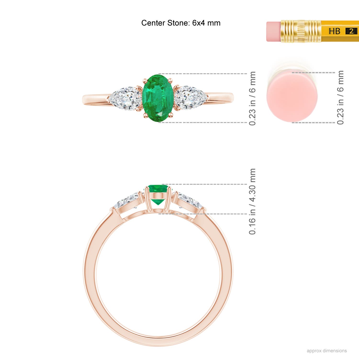 AA - Emerald / 0.8 CT / 14 KT Rose Gold