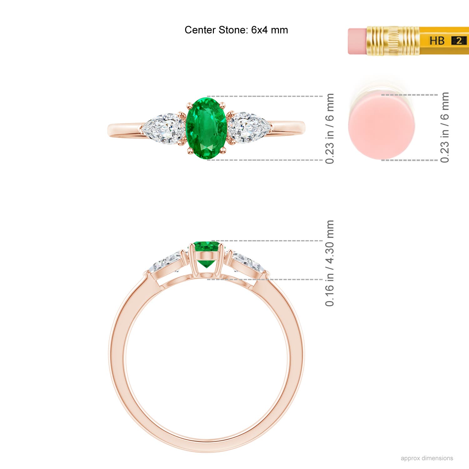 AAA - Emerald / 0.8 CT / 14 KT Rose Gold