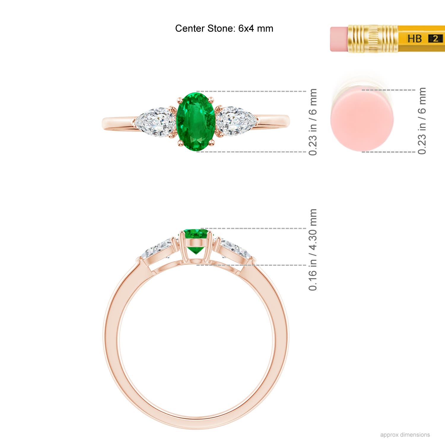 AAAA - Emerald / 0.8 CT / 14 KT Rose Gold