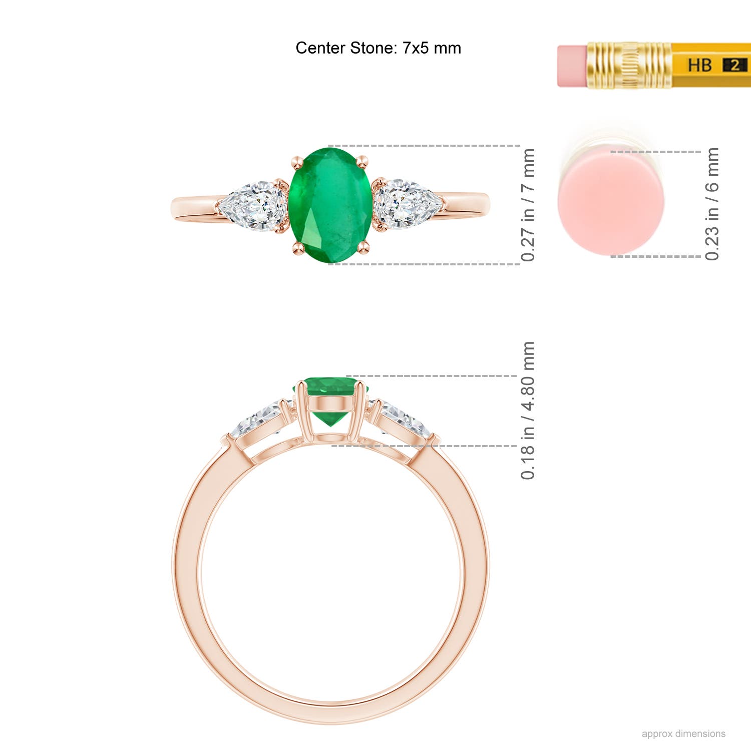 A - Emerald / 1.06 CT / 14 KT Rose Gold